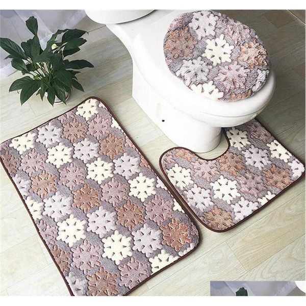 

3pcs/set rug for bathroom set bathroom wc mat toilet water absorption anti-slip slippery floor mat coral toilet flo qylxsw ppshop01