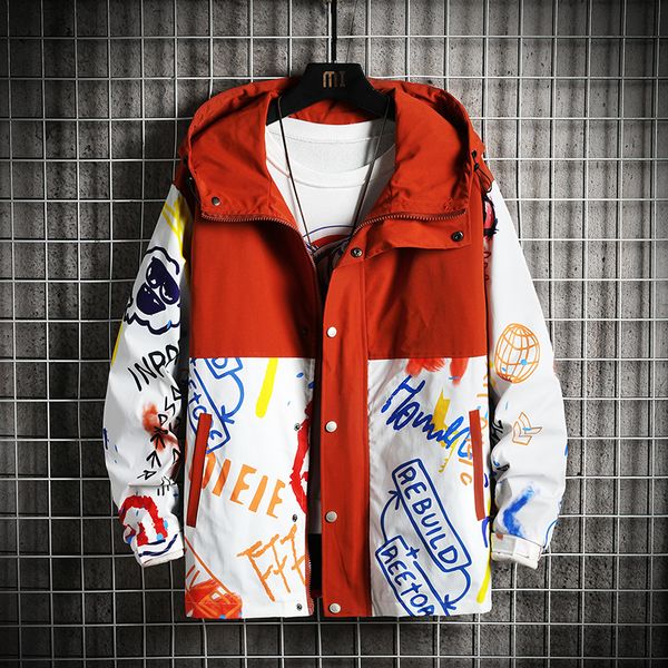 

2021 new janpan style bigger pocket spring autumn print jacket men's streetwear clothes plus oversize m-5xl be3l, Black;brown