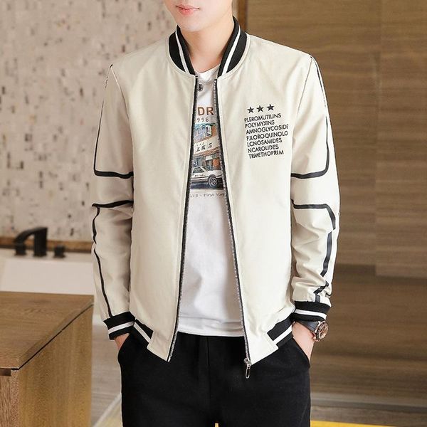 

2020 new arrival print letter brand sportswear jacket men cotton casual stand collar zipper slim fit baseball coat streetwear, Black;brown