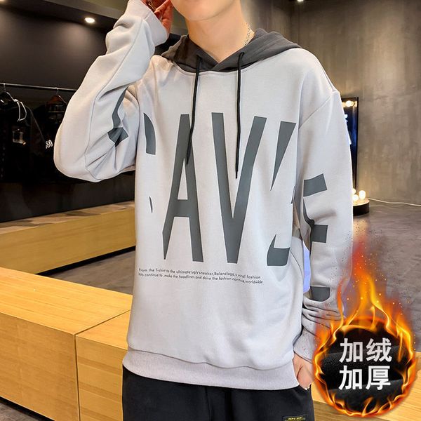 

autumn 2021 new listing hoodies marks tide of the men most velvet thick jacket black sweatshirt pp9j