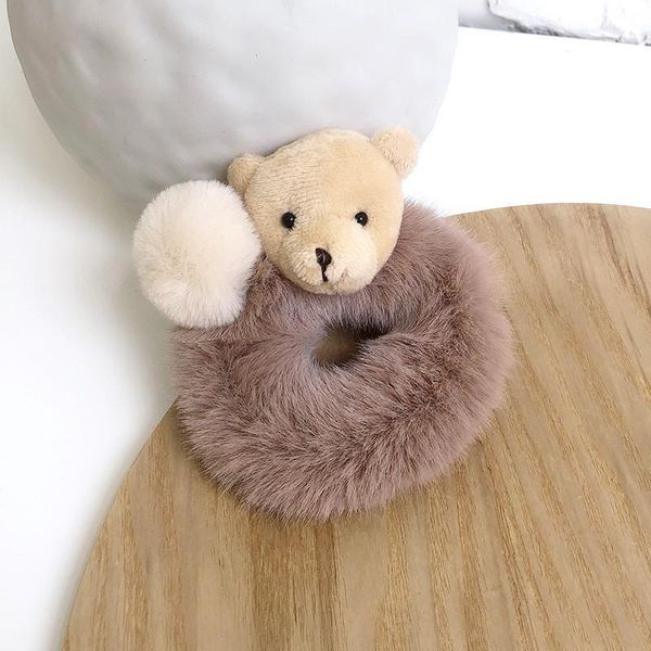 

2020 нового rope fur волоса cute bear scrunchie женщины девушка эластичный волос rubber bands gum держатель аксессуары для волос jlljub xjfs, Black