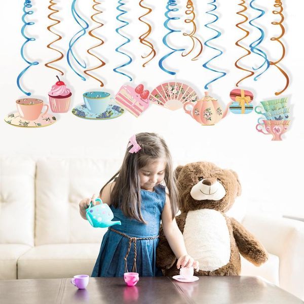 

party decoration decorations wall ceiling pvc hanging swirl teapot dessert spirals favors supplies1