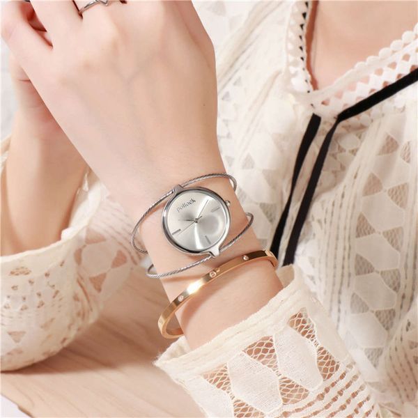 

style simple women's watch fashion new trend girl middle school student watch female casual personality bracelet watch, Slivery;brown