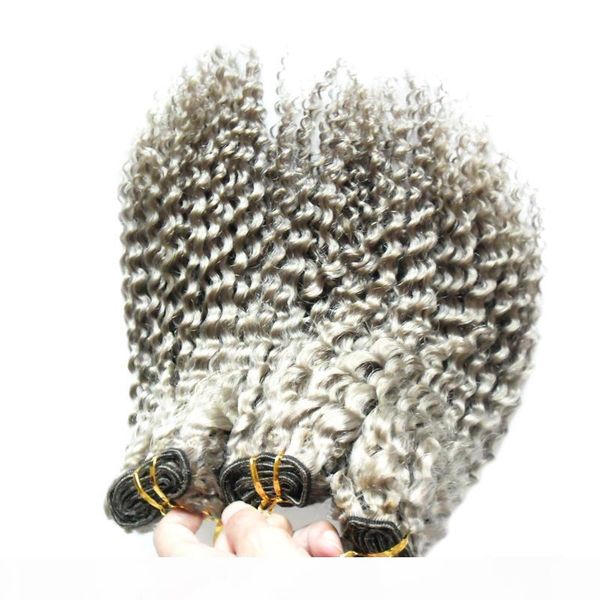 

grey hair weave unprocessed virgin brazilian hair 200g brazilian kinky curly virgin hair 2pcs, Black