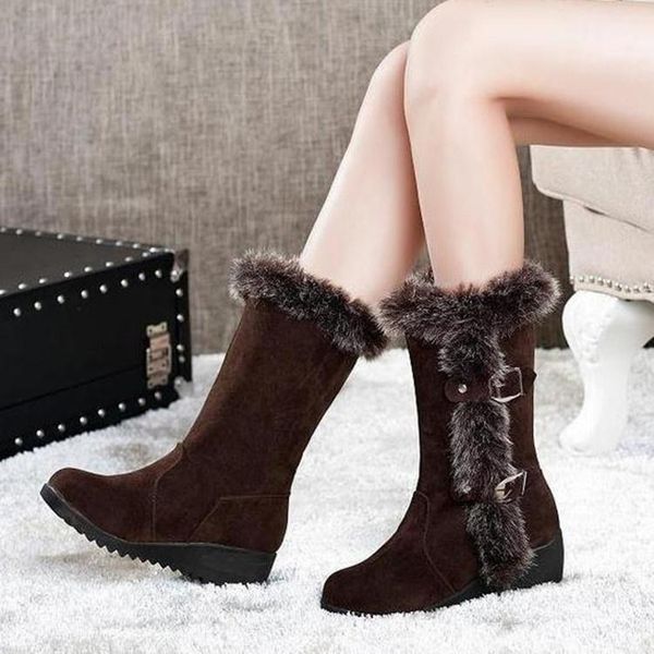 

new women's matte boots thick waterproof platform tube fur boots warm slope with thick snow flat women's, Black