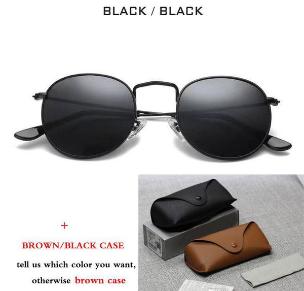 

new classic round metal style sunglasses men women vintage retro brand design sun glasses oculos de sol with brown case, White;black