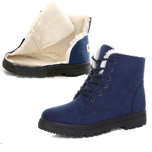 

winter women keep warm martin snow boots female khaki suede leather plus velvet thicken cotton shoes new 2020 plus size 35-44, Black