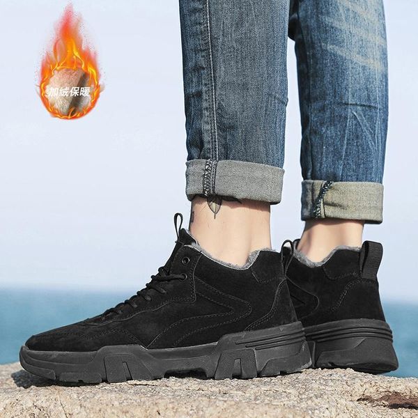 

boots fashion plus cotton mens shoes casual bota coturnos masculino winter men snow high sneakers outdoor warm shoes1, Black