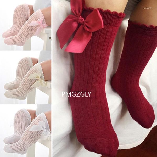 

socks born baby girls summer spring kids bow knee high long tube sock sokken princess infant calcetines1, Pink;yellow