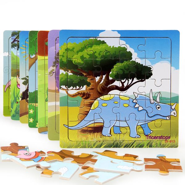 

baby cognition puzzle wooden toys for kids dinosaur small piece jigsaw educational learning toys for children gift