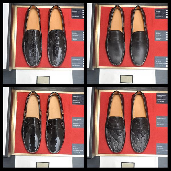 

big size 38-45 2020 casual loffer shoes luxury men penny loafers brand designer handmade leather mens driving shoes moccasins for men, Black