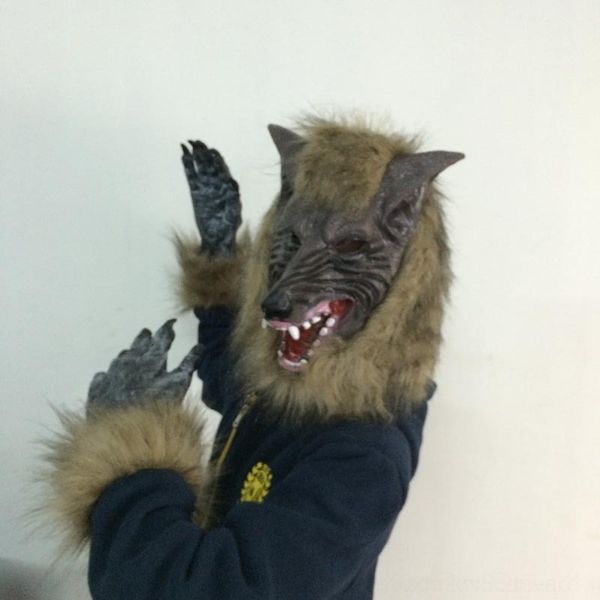 

er0vy halloween animal and gloves wolf and gloveslatex gloveshorror gloveslatex dance halloween animal suit gray wolf gray gloves suit masqu