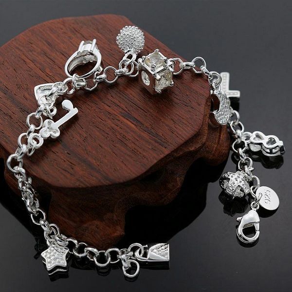 

beautiful charm pendant women lady wedding party silver bracelets new fashion jewelry christmas gifts h144 h bbyvjw, Black