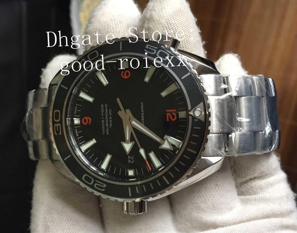 

new factory automatic cal 8500 watch black ceramic calendar ocean watches full steel bond 007 dive 600m planet luminous wristwatches, Slivery;brown