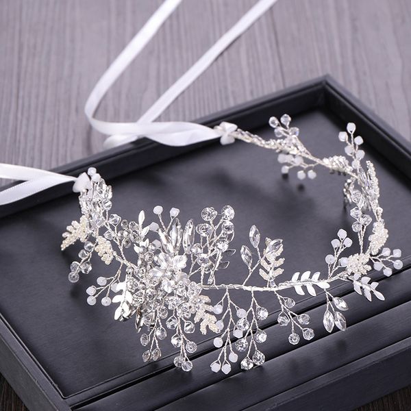 

fashion charm metal flower leaves crystal bridal wedding head piece bride headwear hairband handmade party dress jewelry gift, Golden;silver