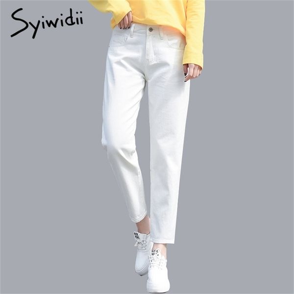

cotton white ripped high waist harem mom plus size sky blue pants black fashion for women jeans beige 201225