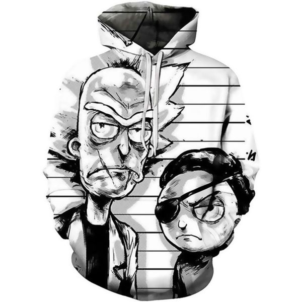 

2020 new rick morty hoodie men's skateboard hooded sweatshirt men's and women's hooded crazy scientist male sweatshirts c0929, Black