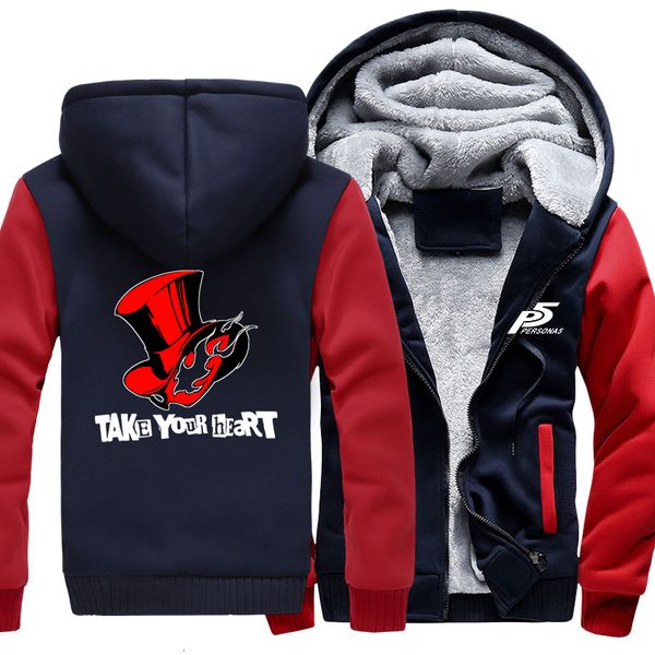 

2021 new us size men hoodies game persona 5 coat hoodie winter ren amamiya cosplay warm thicken jacket sweatshirts m854, Black