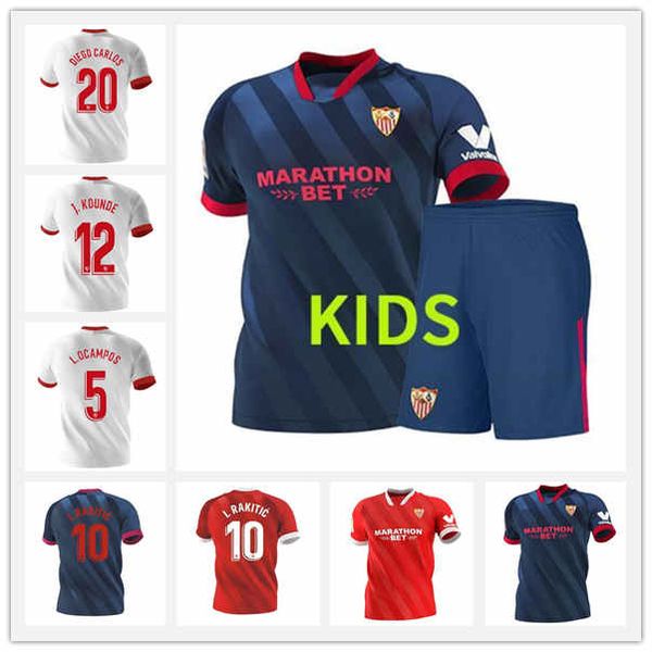 

thai 2020 2021 sevilla ever banega seville fc soccer jersey 20 21 rakitic j.navas nolito de jong football uniform rodríguez men kids kit, Black;yellow