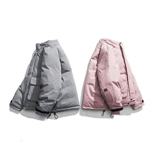 

2020 winter new korean version of the couple fashion stand collar raglan sleeves small letters printed casual art cotton coat, Black