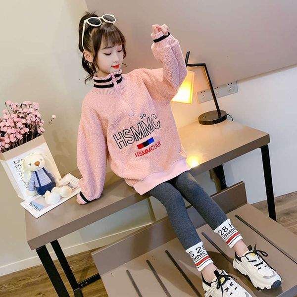 

plush children's 2020 winter sweater new half high collar girls' thickened digital pullover s0rm, Black