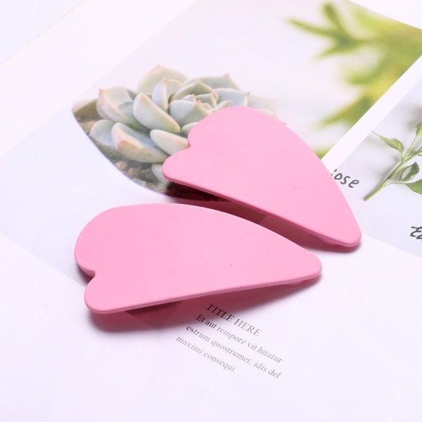 

2pcs snap hair clips matte heart hairpin for baby girl and women accessories for hair metal fashion barrettes 11 color 6.4 cm bbytjz, Slivery;white