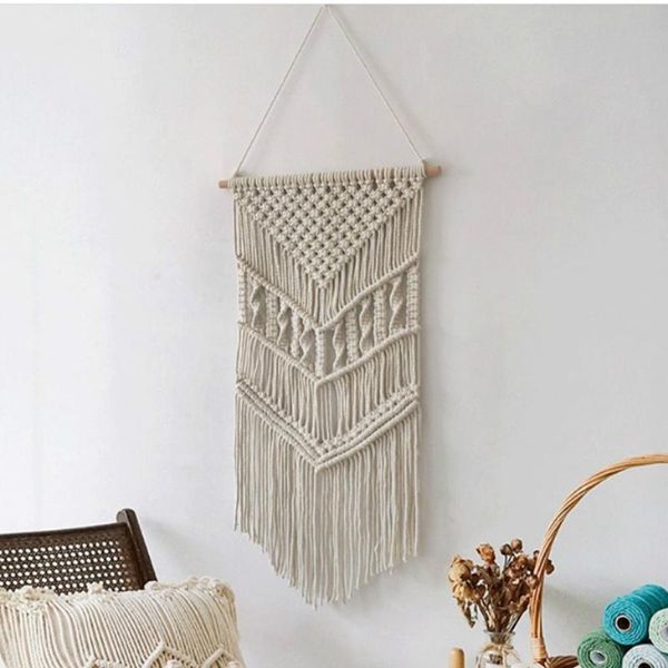

tapestries nordic hand-woven macrame wall hanging american tapestry living room boho decor blanket model soft bunk bed