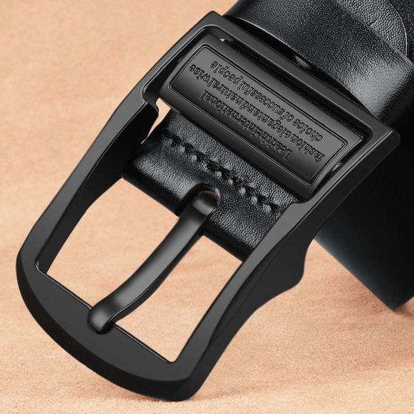 

special counter men's needle buckle, pure leather pants belt, casual versatile for young and middle-aged men, Black;brown