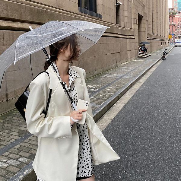 

women's suits & blazers spring and autumn white loose long-sleeved suit jacket female mid-length korea style casual coat, White;black