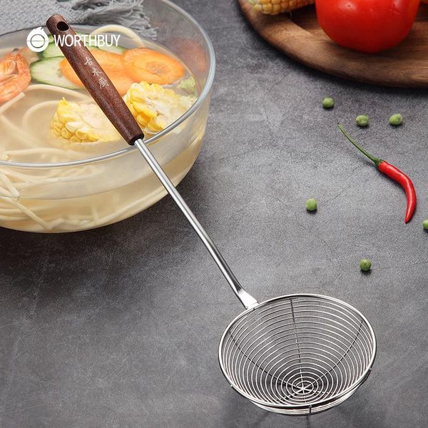 

worthbuy остаток с дуршлаг длинные аксессуары 304 ручки деревянные овощи сито кухни из нержавеющей стали qylcrm mywjqq