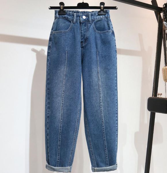 

boyfriend jeans for women high waist loose plus size streetwear female denim harem pants 5xl, Blue