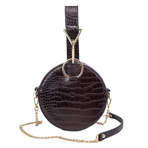 

small bag female 2020 new wave personality portable crocodile pattern shoulder small round bag korean version chain wild messen