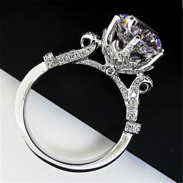 

test positive 2ct d-e lab-grown moissanite diamond ring dependable 925 sterling silver engagement ring female, Golden;silver