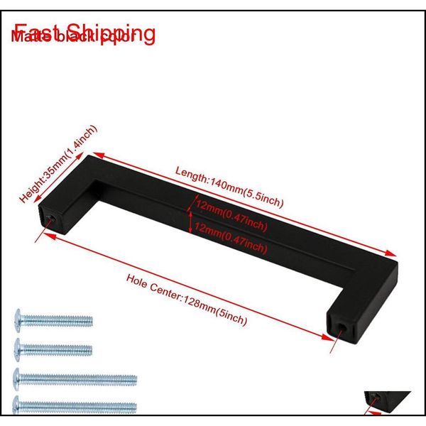 

5 pieces matte black cabinet handles 5 inch (128mm) hole spacing drawer knobs square bar cupboard door p qylnmc packing2010
