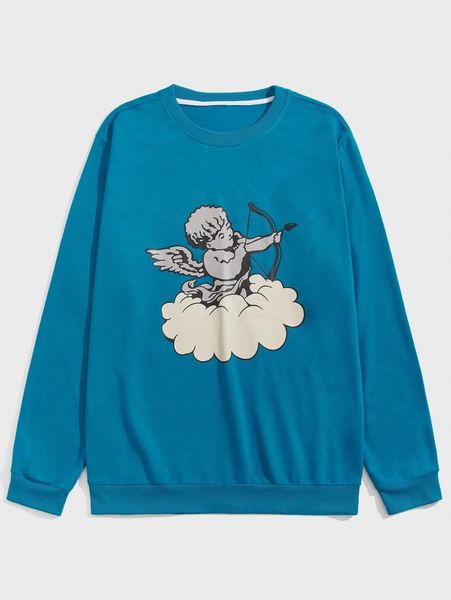 

romwe guys cupid graphic sweatshirt h01q#, Black