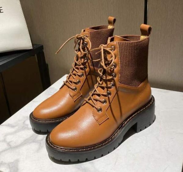 

new arrival louise womens ankle real leather knight winter knitting wool square heel 5.5cm antiskid boots size 35-40, Black