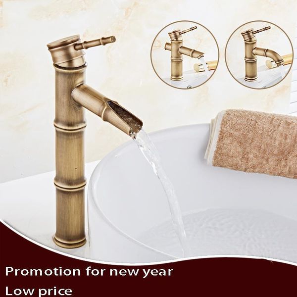 

basin faucets bamboo antique bathroom taps sink bath vanity waterfall washbasin deck mounted home decorative1