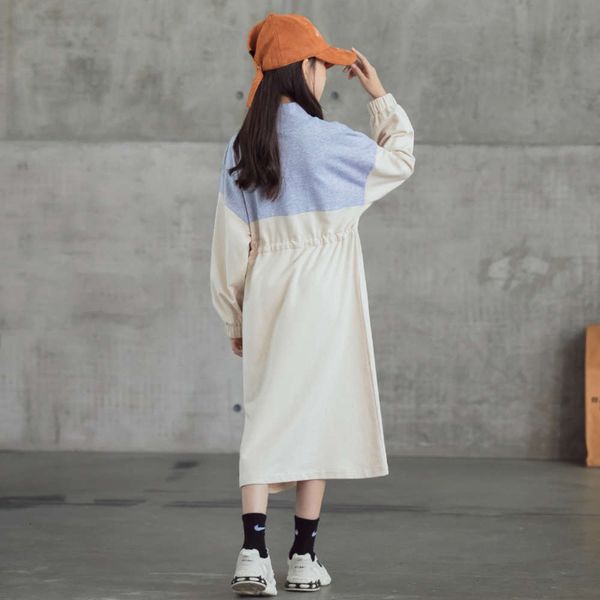 

and winter 2020 new medium girls' autumn large children's color contrast small stand collar waist drs long skirt parent child iz6z, Red;yellow