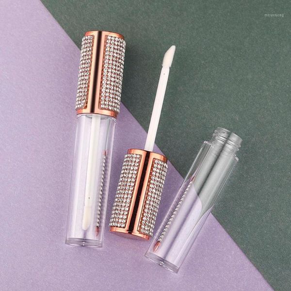 

1pcs 6ml rainbow colorful diamond cap moire empty clear lip gloss tube cosmetic packaging containers refillable bottles1
