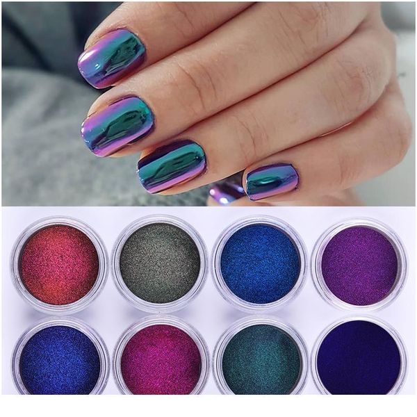 

1 box mirror rose gold nail glitter chrome pigment glitter dust chameleon mirror nail powder anicure jllcva, Silver;gold