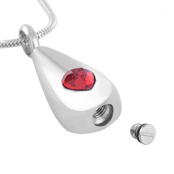 

ijd9395 12 kinds of birthstone inlay teardrop cremation jewelry pendant hold ashes keepsake memorial urn necklace1, Silver