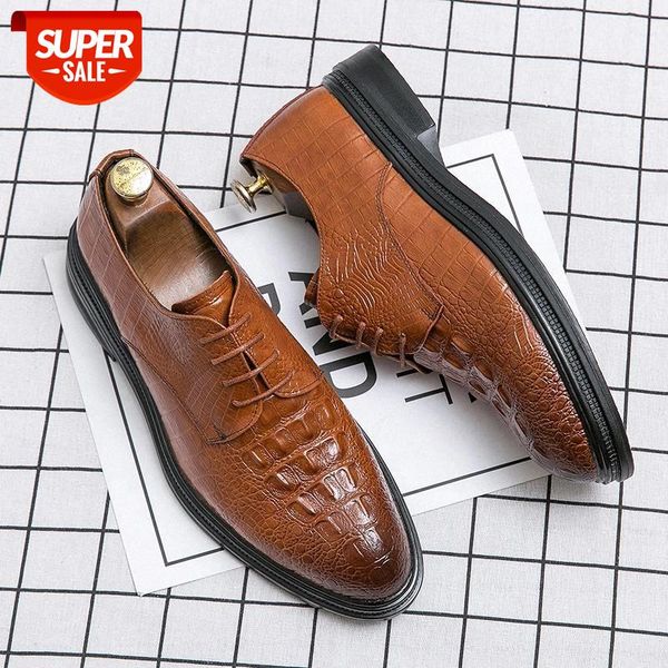 

2021 new fashion men's oxford shoes crocodile pattern men's formal business banquet shoes large size driving #rs8v