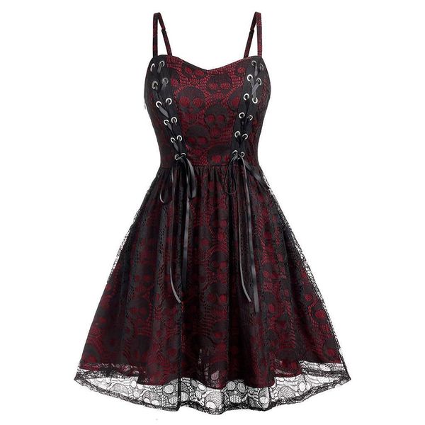 

women gothic black dress plus size halloween lace mesh patchwork sleeveless camisole party dress casual women elegant dresses, Black;gray