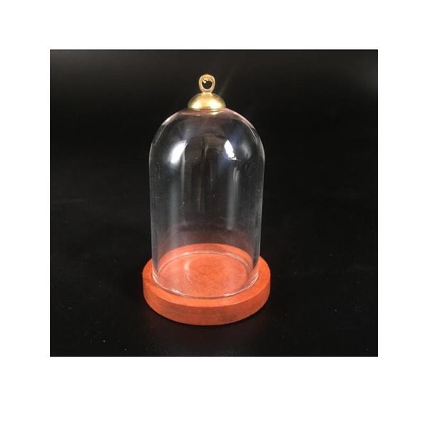 

50sets/lot 38*25mm tube glass globe bottle wood base beads cap set glass vial cover dome glass bottle jar cut jllzaw, Black