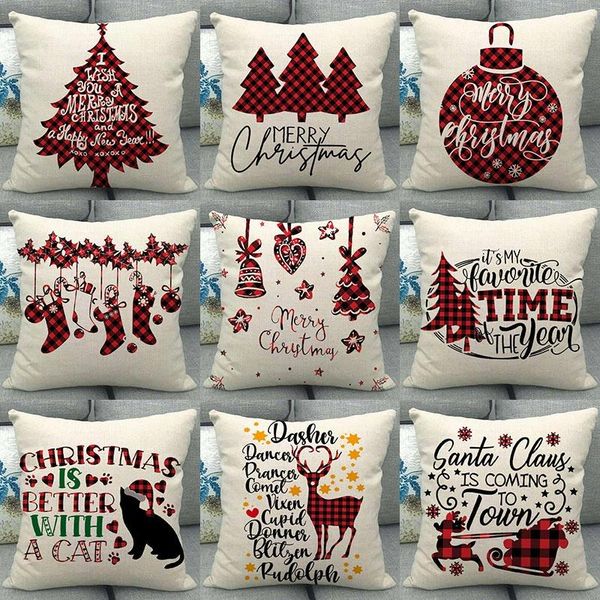 

cushion/decorative pillow 1pcs christmas red alphabet bear pattern cotton linen throw cushion cover home sofa bed decorative pillowcase 4067