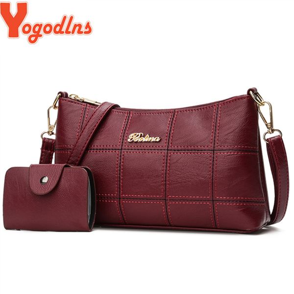 

yogodlns 2020 fashion plaid crossbody bag for women luxury composite bags pu leather lady small shoulder bag set