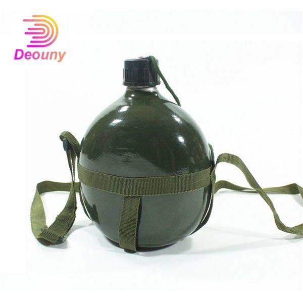 Deount alumínio militar frasco militar vinho garrafa de água copo de cozinha com alça de ombro caminhadas chaleira ao ar livre 1/15 / 2L drinkware 201221