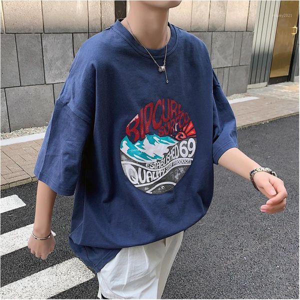

men's t-shirts 2021 summer korean version of the trend thin section couple loose printing men's casual street large size t-shirt1, White;black