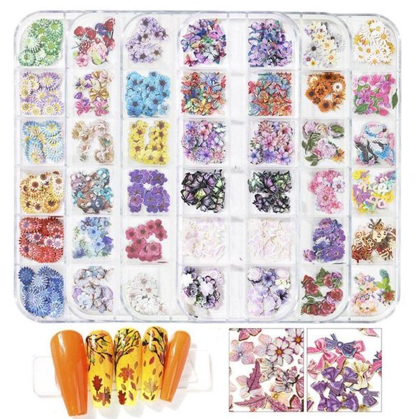 

1 box holographic nail flower animal snowman mix shape sequins colorful art nails decoration polish flakes 3d spangles mani p0y0