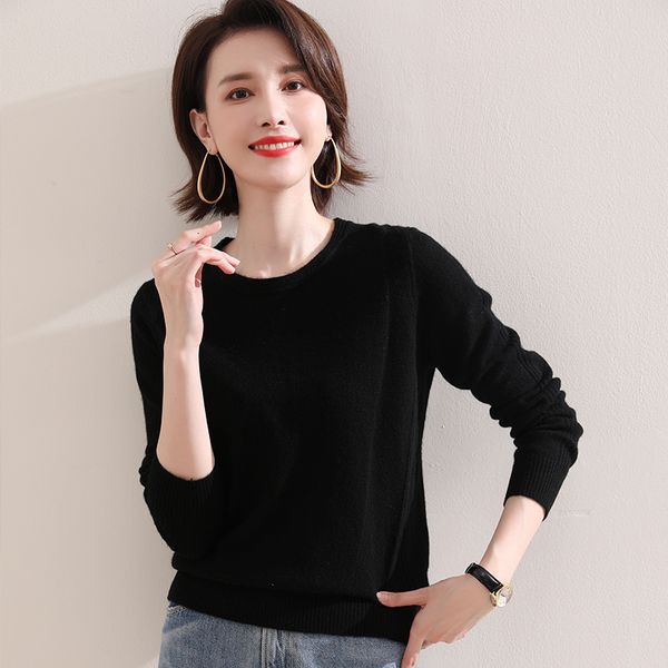 

2021 winter sale oneck female 100% knitted sweaters new long women's wool tsgt, White;black